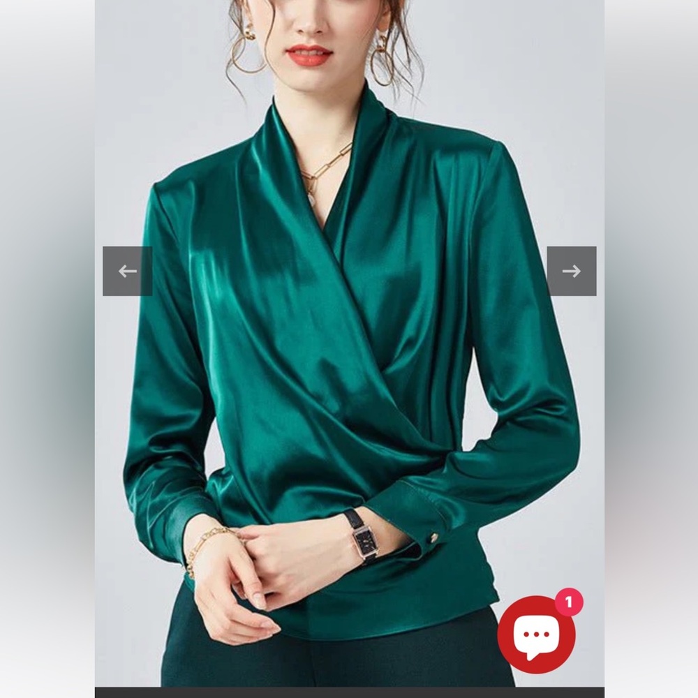 Elegant Teal Satin Blouse